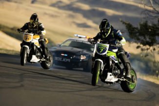 icon motorsports bike vs car drift